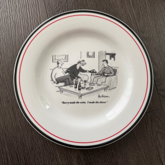 LOT OF 6 THE NEW YORKER CARTOON COMIC WINE THEME PLATES RESTORATION HARDWARE - Picture 11 of 16